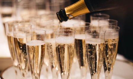 Champagne Pouring into Crystal Flute: Cascading Bubbles